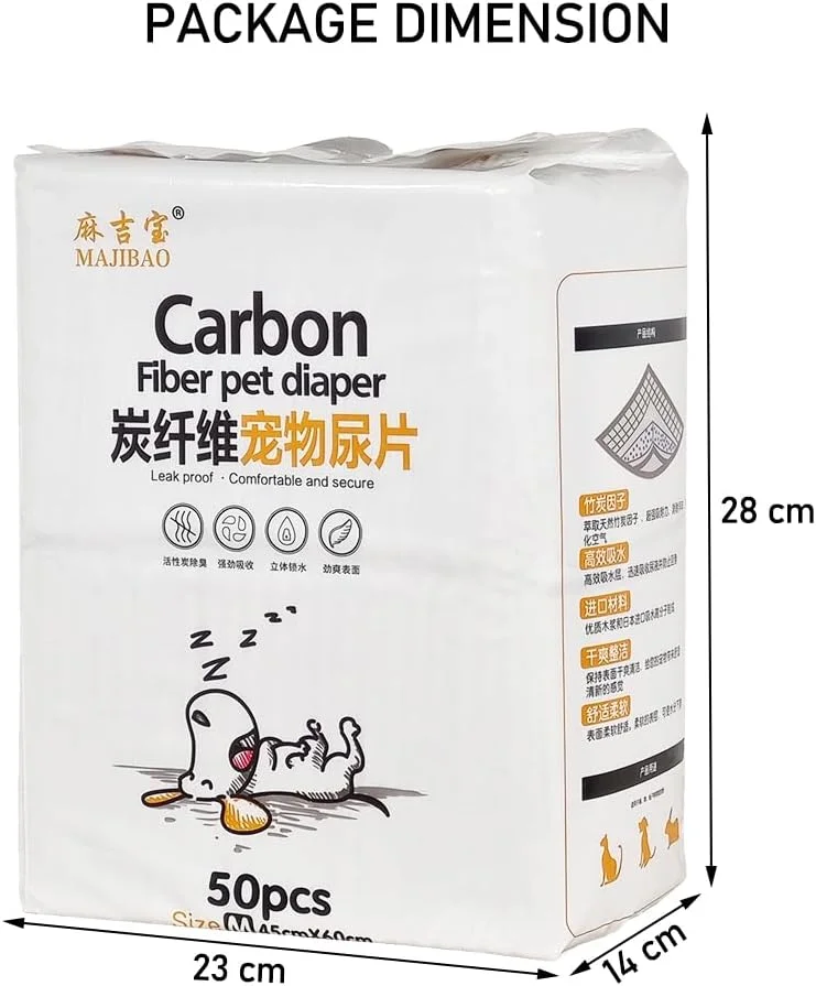 پد جاذب کربنی برای سگ های بالغ، پدهای یکبار مصرف با قدرت جذب فوق العاده و طراحی 5 لایه ضد نشت، بسته 50 عددی سایز متوسط با قابلیت کنترل بو و سطح خشک شونده سریع پد جاذب کربنی برای سگ های بالغ، پدهای یکبار مصرف با قدرت جذب فوق العاده و طراحی 5 لایه ضد نشت، بسته 50 عددی سایز متوسط با قابلیت کنترل بو و سطح خشک شونده سریع