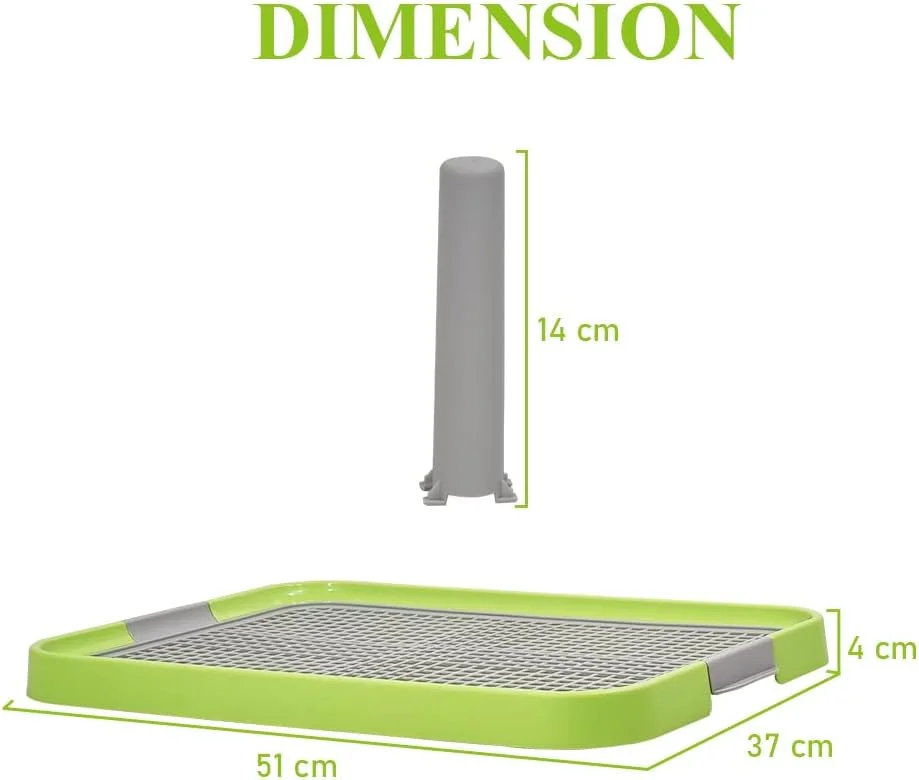 سینی توالت سگ، نگهدارنده پد ادرار با میله ایستاده، سینی آموزش سگ برای سگ های کوچک و متوسط، پنجه ها را خشک و کف را تمیز نگه دارید (رنگ سبز) 51 سانتی متر طول