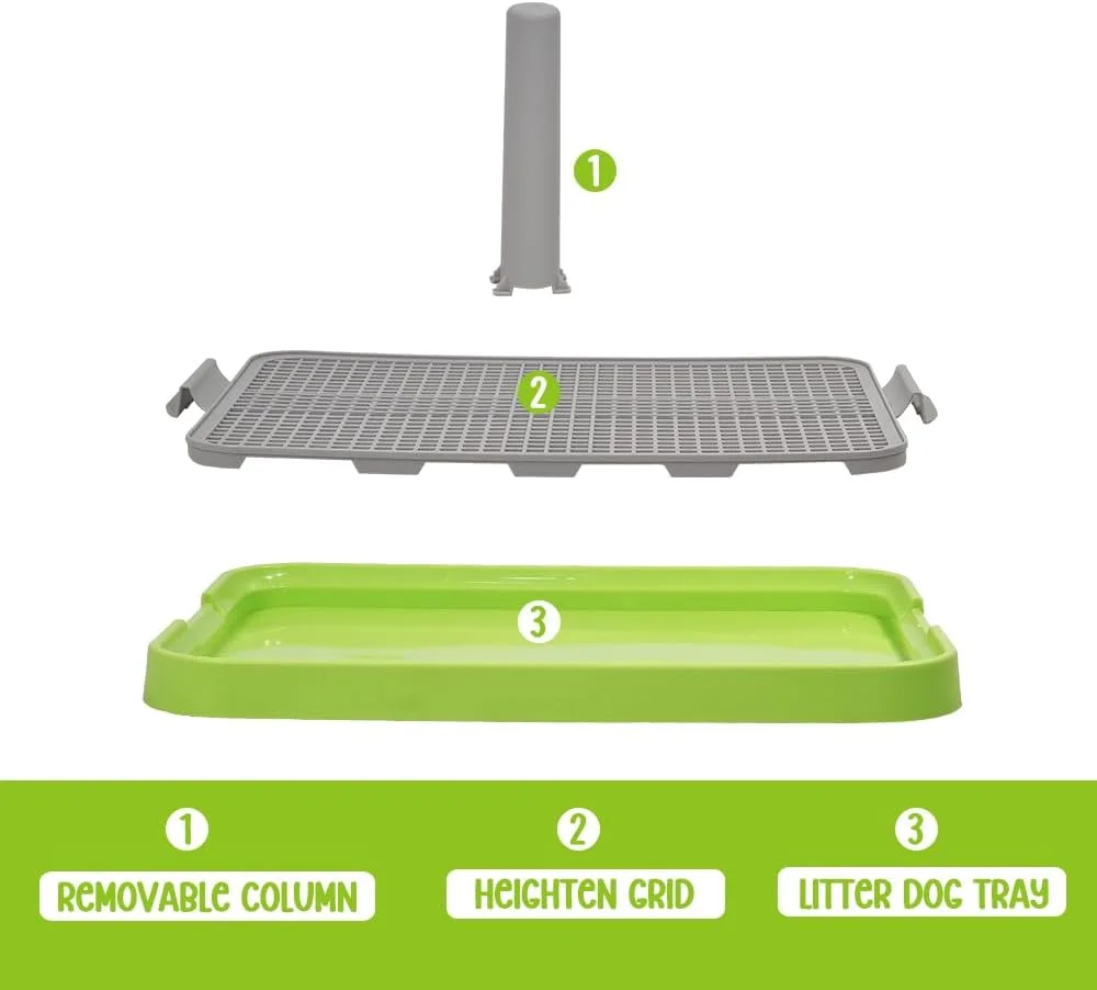سینی توالت سگ، نگهدارنده پد ادرار با میله ایستاده، سینی آموزش سگ برای سگ های کوچک و متوسط، پنجه ها را خشک و کف را تمیز نگه دارید (رنگ سبز) 51 سانتی متر طول
