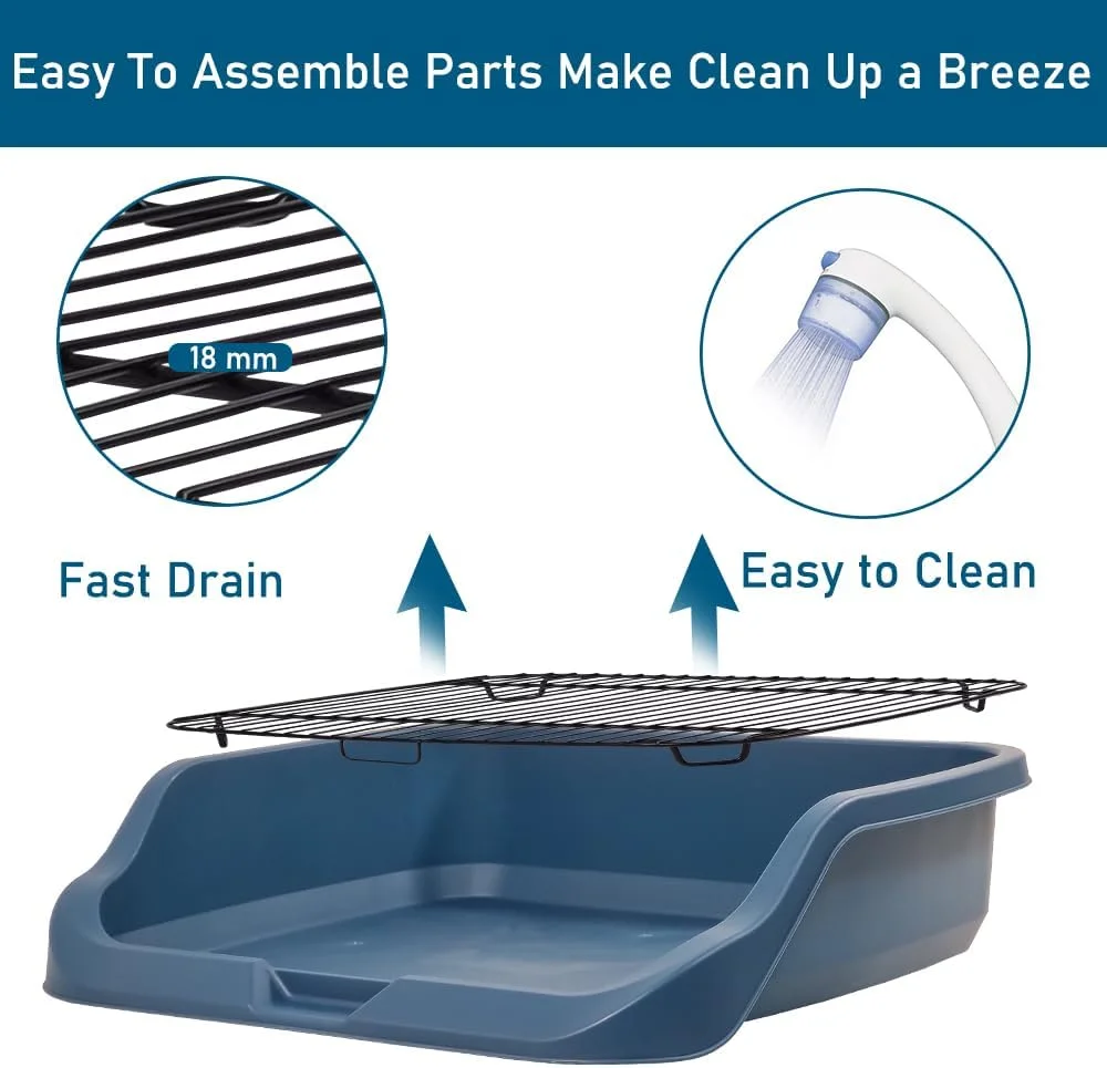 توالت سگ تخت مناسب فروشگاه حیوانات خانگی در بازار اژدها به همراه بیلچه و محفظه توری استیل ضد زنگ، سینی آموزش سگ، حفظ تمیزی پنجه ها و کف، سینی بستر سگ، قابل شستشو و تمیز کردن آسان (آبی)