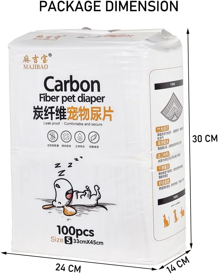 پد جاذب کربنی برای سگ، پدهای یکبار مصرف فوق العاده جاذب برای توله سگ با طراحی 5 لایه ضد نشت، بسته 100 عددی کوچک با کنترل بو و سطح خشک شونده سریع