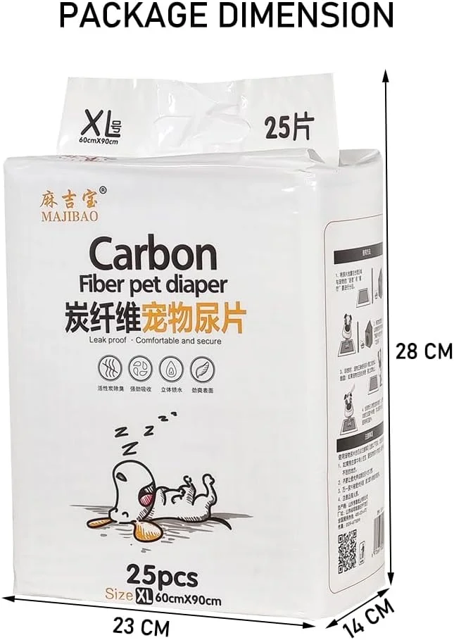 پد کربنی برای سگ، پدهای یکبار مصرف و فوق العاده جاذب برای سگ های بزرگسال با طراحی 5 لایه ضد نشت، بسته 25 عددی سایز خیلی بزرگ، سطح خشک شونده سریع