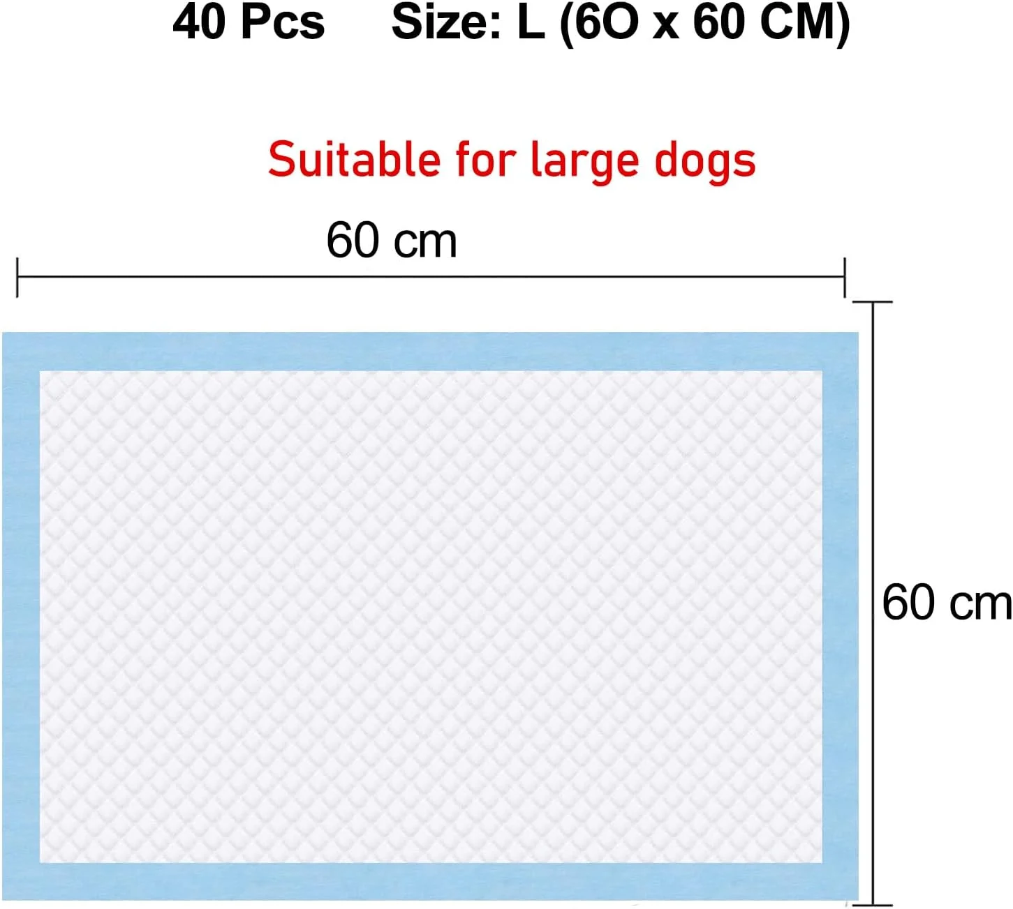پد آموزشی سگ فروشگاه حیوانات خانگی در بازار اژدها، فوق العاده جاذب و از بین برنده بو، پدهای آموزشی 5 لایه ضد نشت با سطح خشک شونده سریع از ردیابی جلوگیری می کند، مجموعه بزرگ 40 عددی 60 سانتی متر (رنگ آبی)