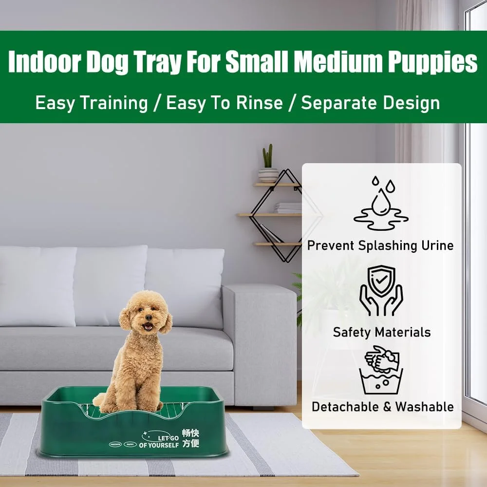 توالت آموزشی سگ فروشگاه حیوانات خانگی در بازار اژدها به همراه بیلچه، سینی ادرار سگ برای داخل و خارج از خانه، حفظ تمیزی پنجه ها و کف، توری استیل ضد زنگ (سبز) قابل شستشو و تمیز کردن آسان