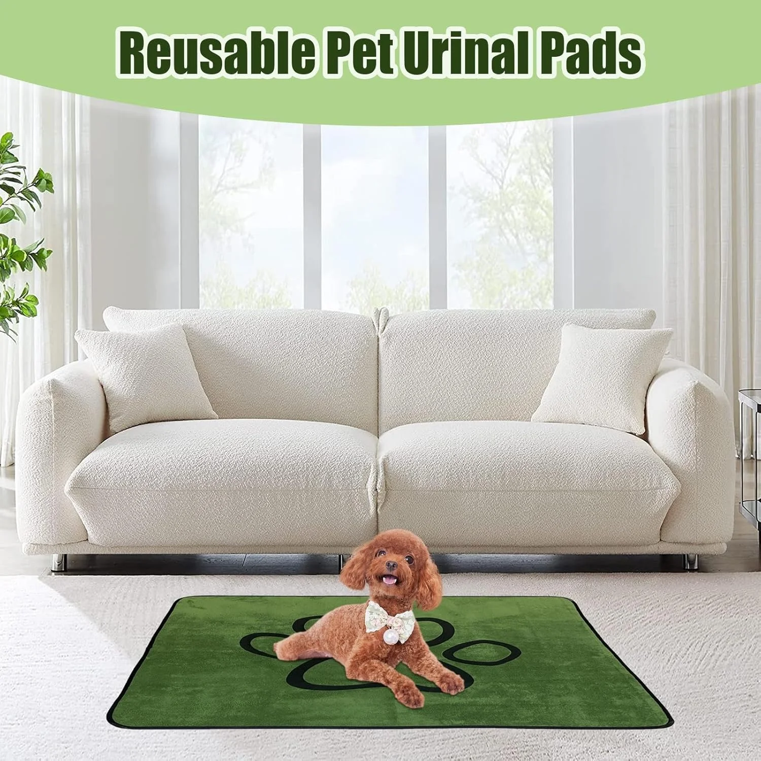 پد ادرار حیوانات خانگی - پد ادرار سگ، زیرانداز نرم قابل شستشو با زیره ضد آب و جذب فوق العاده برای آموزش، باکس، بازی، بی اختیاری و بالکن