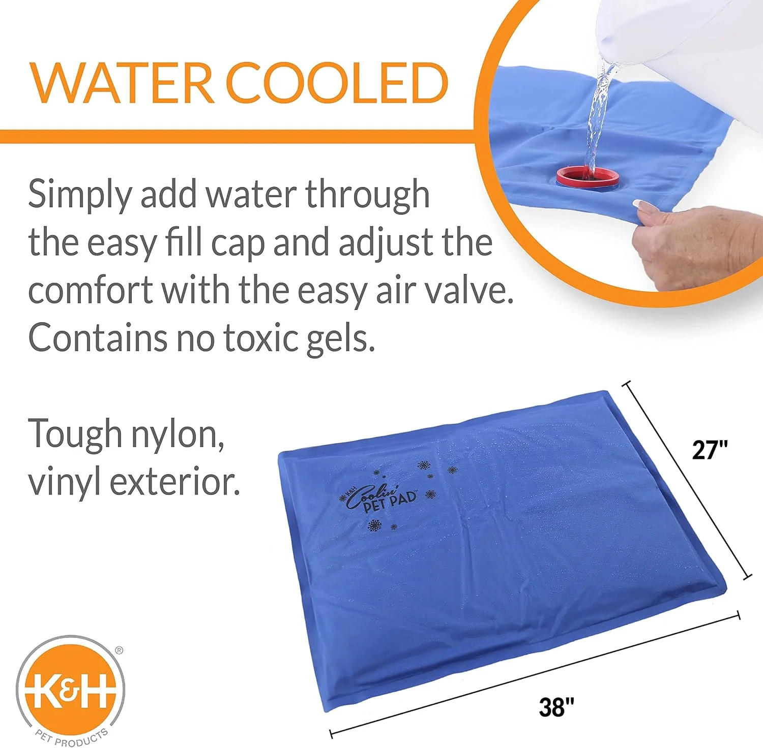 پد خنک کننده حیوانات خانگی K&H، سایز خیلی بزرگ، آبی، 68 در 96 سانتیمتر