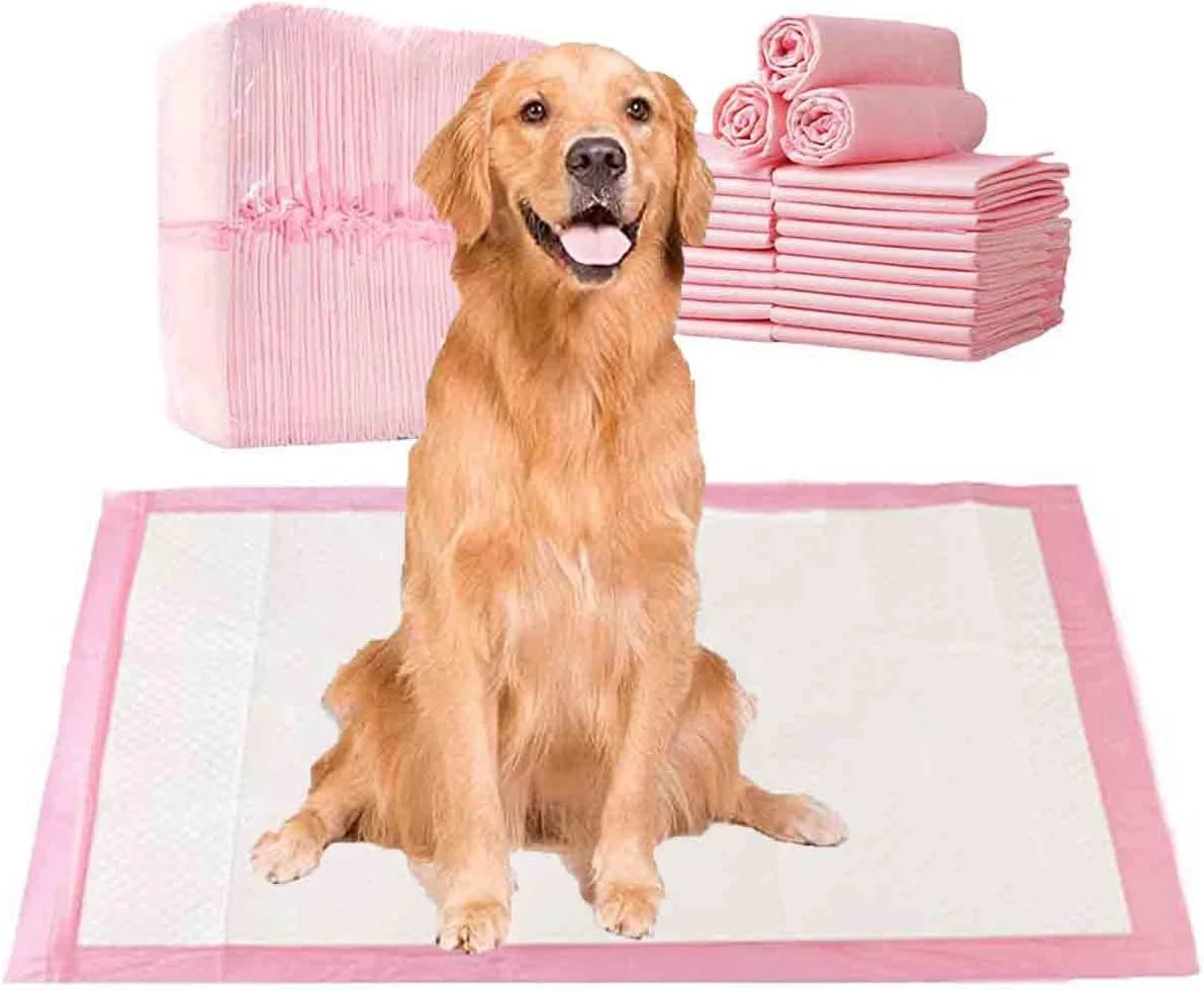 پد ادرار حیوانات خانگی 25 عددی، پد ادرار یکبار مصرف جاذب و سریع خشک شونده و ضد نشت RUQIWEMI برای آموزش دستشویی سگ و گربه، 90x60 سانتی متر، سایز XL (25 عدد در بسته، صورتی، 90x60 سانتی متر)