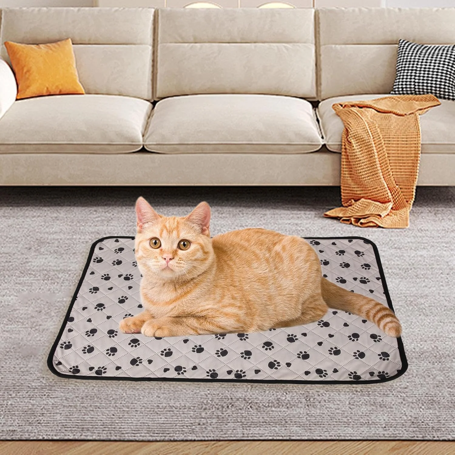 پد ادرار حیوانات خانگی، زیرانداز آموزش گربه - 70x50 سانتی متر، ضد آب، قابل شستشو، خشک شونده سریع، قابل استفاده مجدد، ضد لغزش برای آموزش حیوانات خانگی در داخل و خارج از منزل
