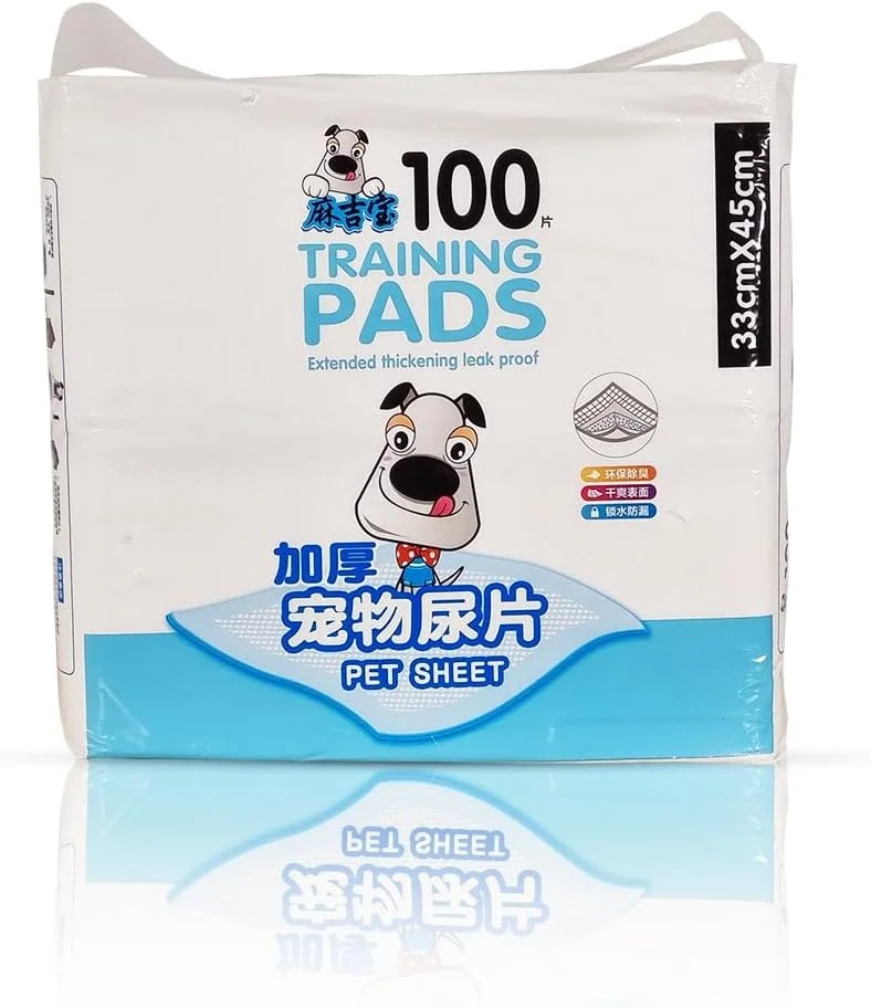 پد آموزشی سگ، فوق العاده جاذب و از بین برنده بو، پدهای آموزشی 5 لایه ضد نشت با سطح خشک شونده سریع از ردیابی جلوگیری می کند، مجموعه 100 عددی کوچک 45 سانتی متر (رنگ آبی)