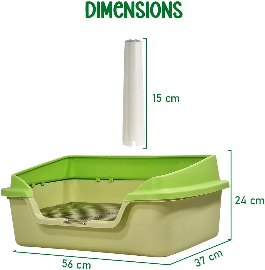 توالت آموزشی سگ با حصار بلند، سینی آموزشی قابل استفاده مجدد با قفسه استیل ضد زنگ و پایه ایستاده سگ نر، توالت سگ جداشدنی (سبز) 56 سانتی متر طول x 27 سانتی متر ارتفاع
