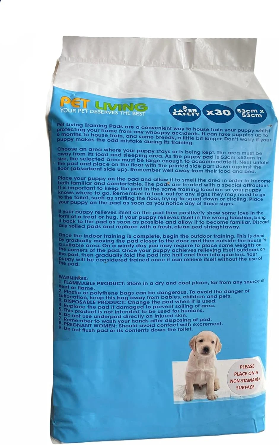پدهای آموزش ادرار فوق العاده جاذب حیوانات خانگی برای توله سگ ها و سگ ها، پدهای آموزشی با 5 لایه محافظ، سایز بزرگ 53CM X 53CM (30 عدد)