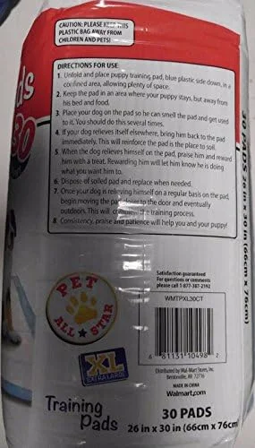 پدهای آموزشی فوق العاده بزرگ برای سگ، سایز 66 در 76 سانتیمتر، 30 عدد