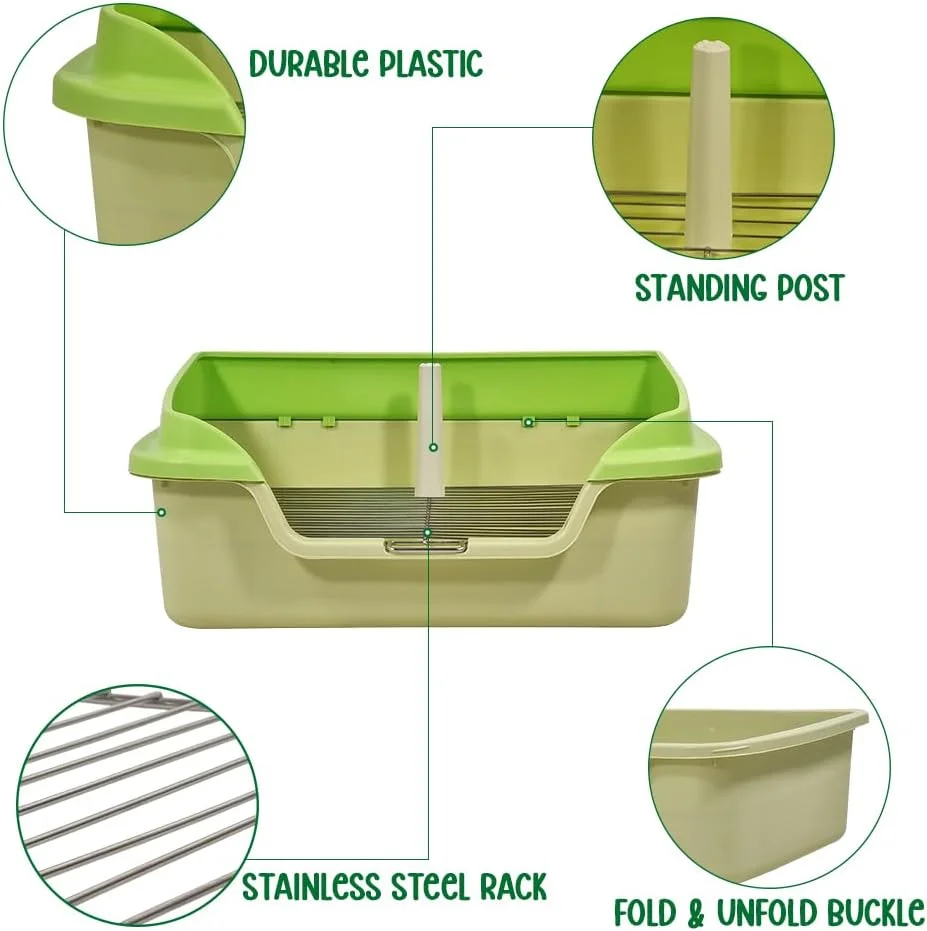 توالت آموزشی سگ با حصار بلند، سینی آموزشی قابل استفاده مجدد با قفسه استیل ضد زنگ و پایه ایستاده سگ نر، توالت سگ جداشدنی (سبز) 56 سانتی متر طول x 27 سانتی متر ارتفاع