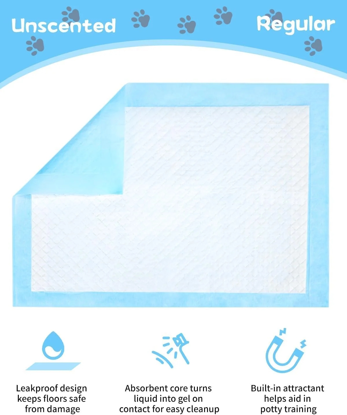 پدهای بهداشتی سگ PERMUST، بسته 100 عددی، پد آموزشی سگ، زیرانداز بهداشتی سگ، طراحی ضد نشت 6 لایه با سطح خشک شونده سریع