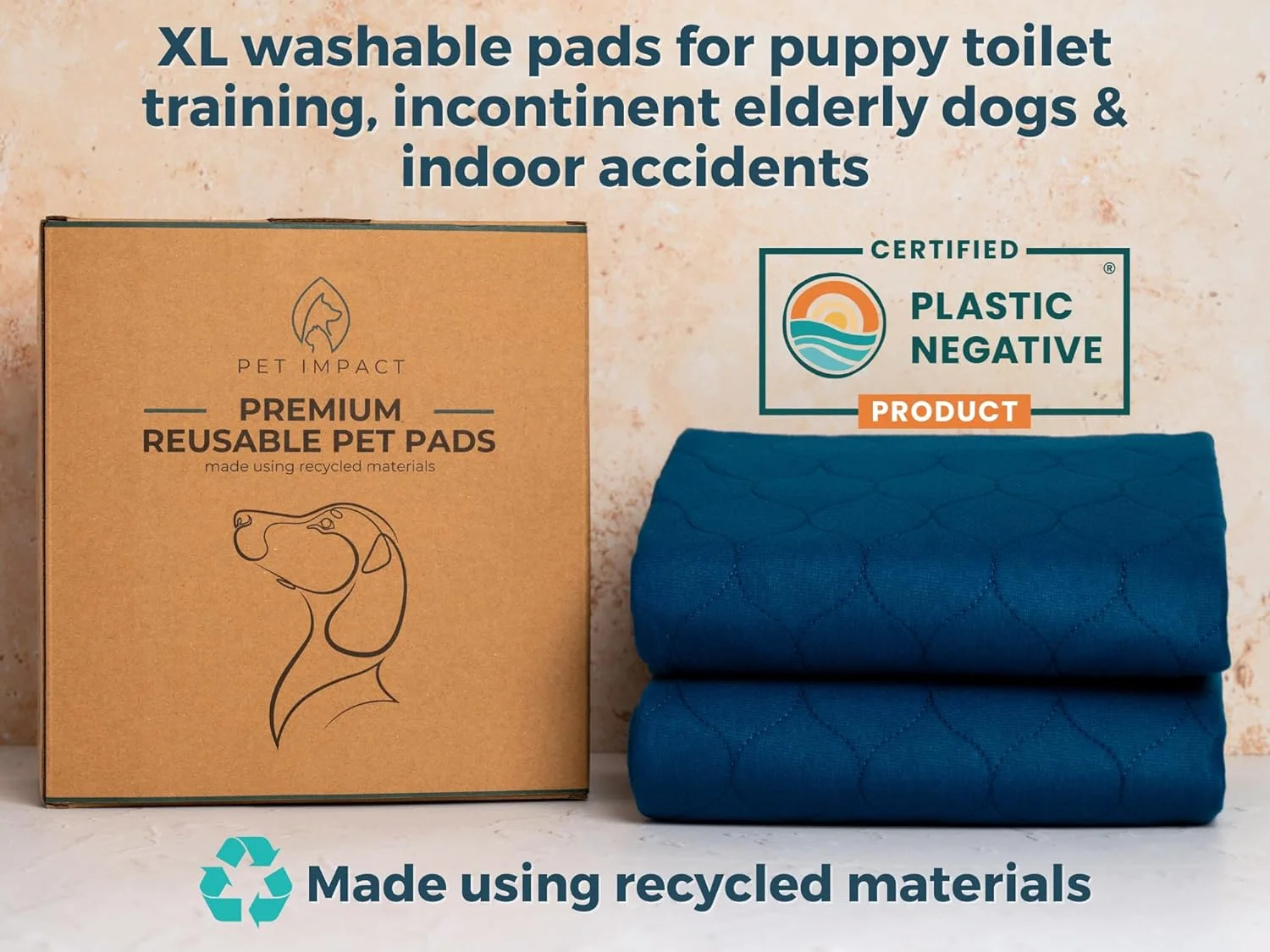 پدهای قابل شستشو برای سگ و توله سگ، پد ادرار سگ قابل استفاده مجدد سایز ایکس لارج، پد آموزشی توله سگ، شستشو و خشک کردن آسان، بسته 2 عددی (آبی تیره، 89x81 سانتی متر)