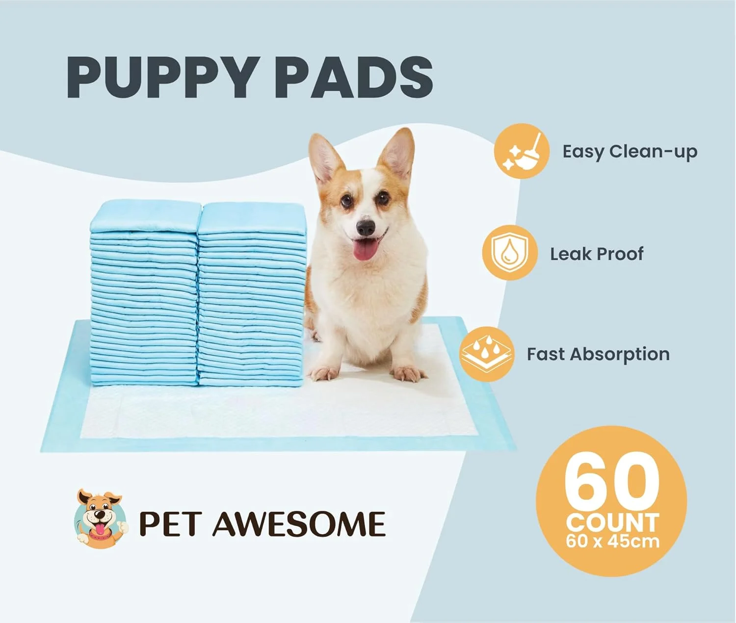 پدهای ادرار سگ پت آوسوم، سایز 58 در 40 سانتی متر، مناسب برای سگ های کوچک و متوسط