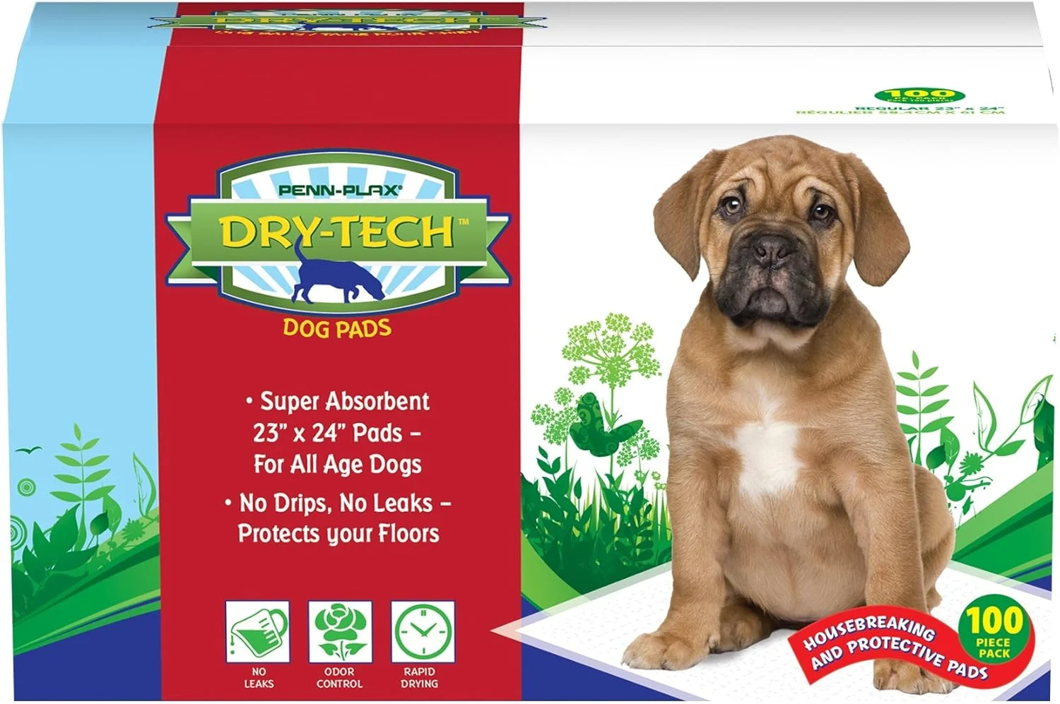 پدهای آموزشی سگ و توله سگ Penn-Plax Dry-Tech - فوق العاده جاذب 58 در 61 سانتی متر اندازه معمولی - مناسب برای همه سنین و نژادها - 100 عدد