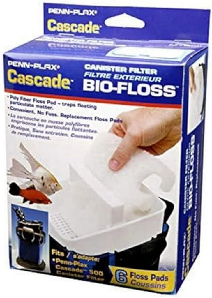 پدهای الیاف پلی جایگزین Cascade Bio-Floss برای فیلترهای آکواریوم سطلی Cascade 500 - بسته 6 عددی، سفید