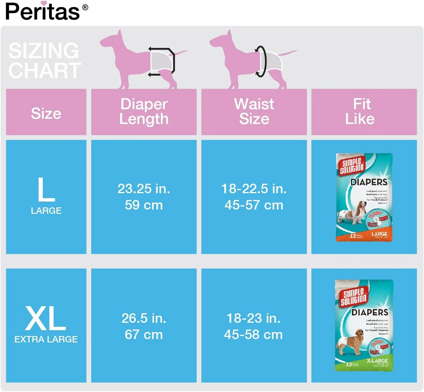 پوشک سگ یکبار مصرف پریتاس | پوشک سگ ماده | پوشک توله سگ، پوشک برای سگ های ماده، یا پوشک بی اختیاری سگ (12 عدد، خیلی بزرگ)