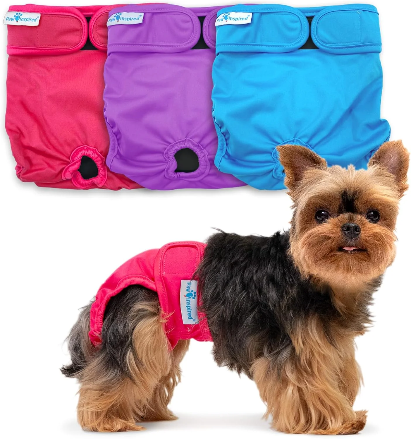 پوشک سگ قابل شستشو Paw Inspired | پوشک سگ چند بار مصرف | پوشک پارچه ای سگ برای سگ های ماده، یا پوشک بی اختیاری سگ (خیلی کوچک (3 عدد)، جور شده (آستر مشکی))