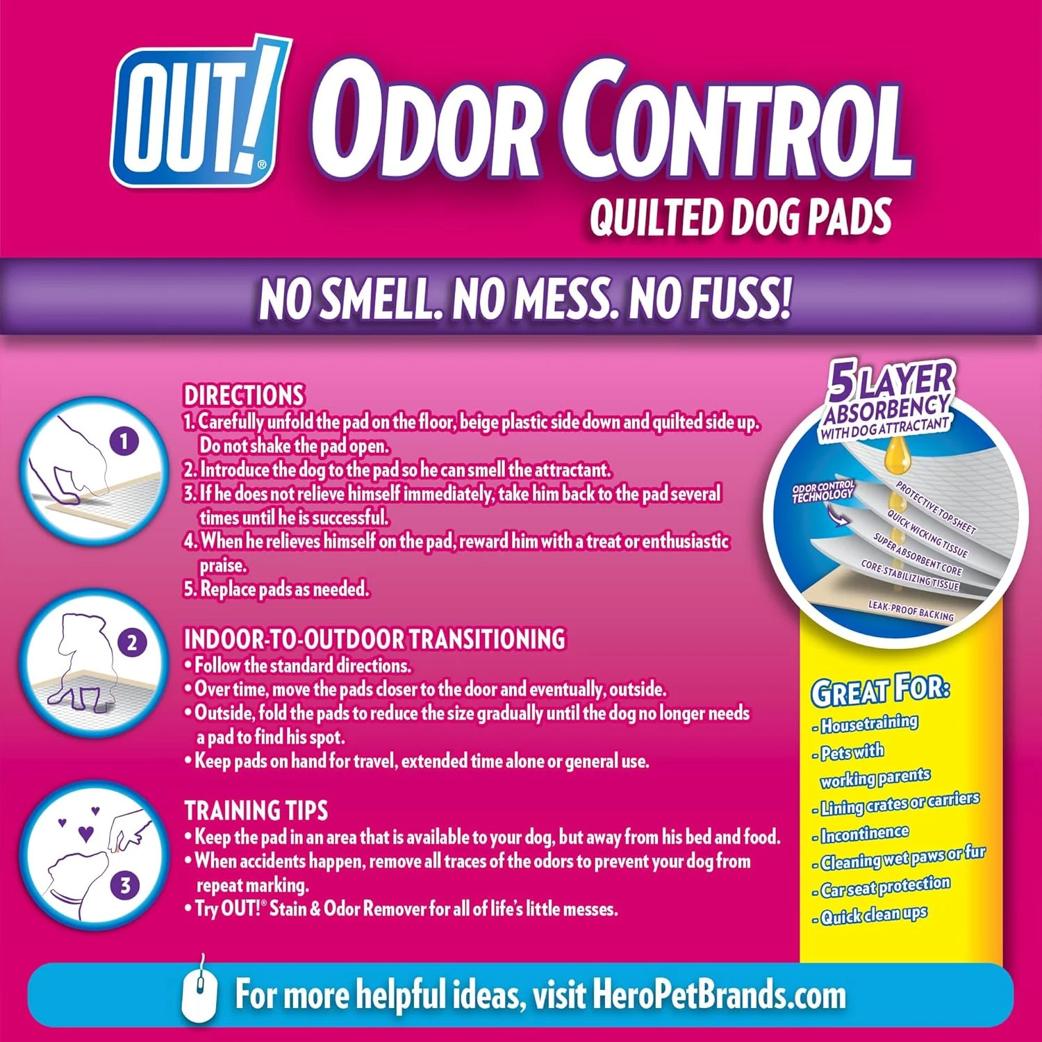 پدهای جاذب سگ بسیار بزرگ برای کنترل بو | پدهای آموزشی حیوانات خانگی و توله سگ | 60 عدد | 66 در 61 سانتی متر