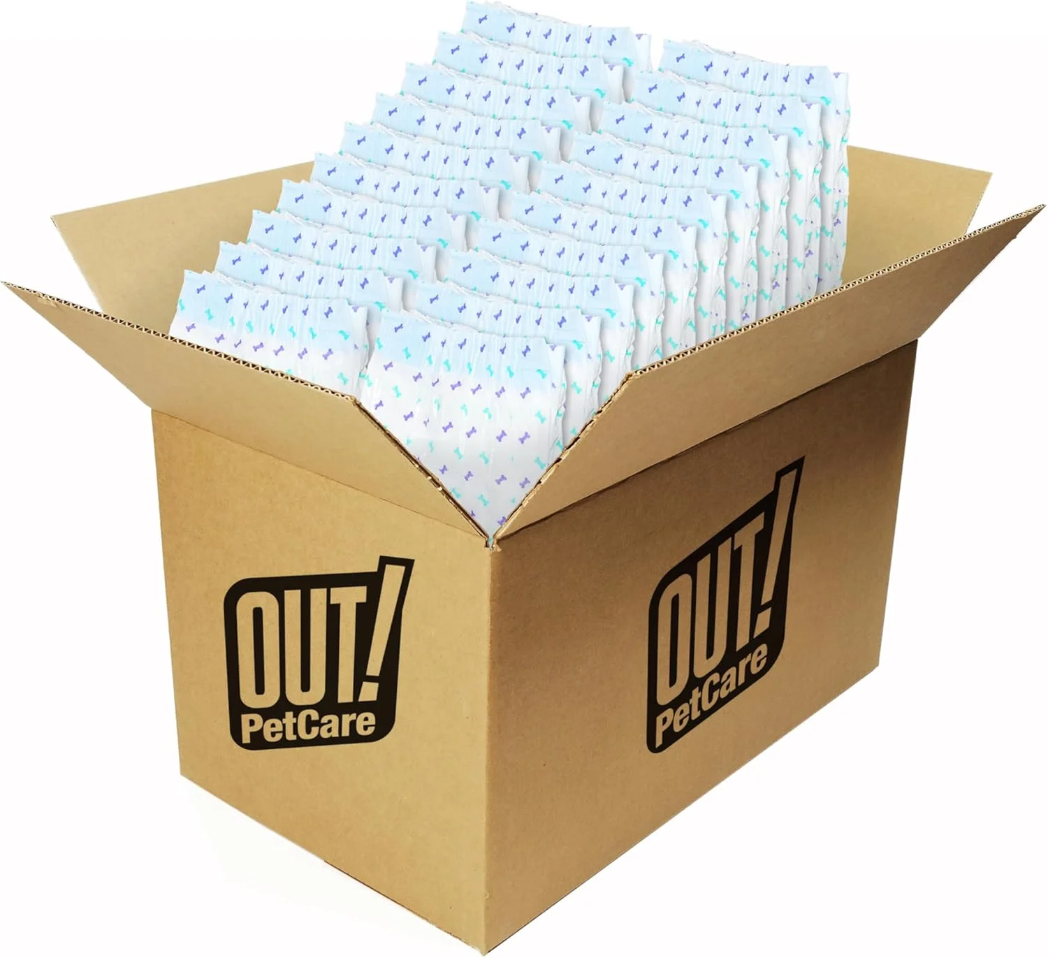 پوشک سگ یکبار مصرف OUT! Petcare برای سگ های ماده، پوشک سگ در دوران قاعدگی، پد مخصوص سگ ماده، پوشک حیوانات خانگی برای سگ های متوسط، سایز متوسط/بزرگ، دور کمر 45 تا 63 سانتی متر، 96 عدد