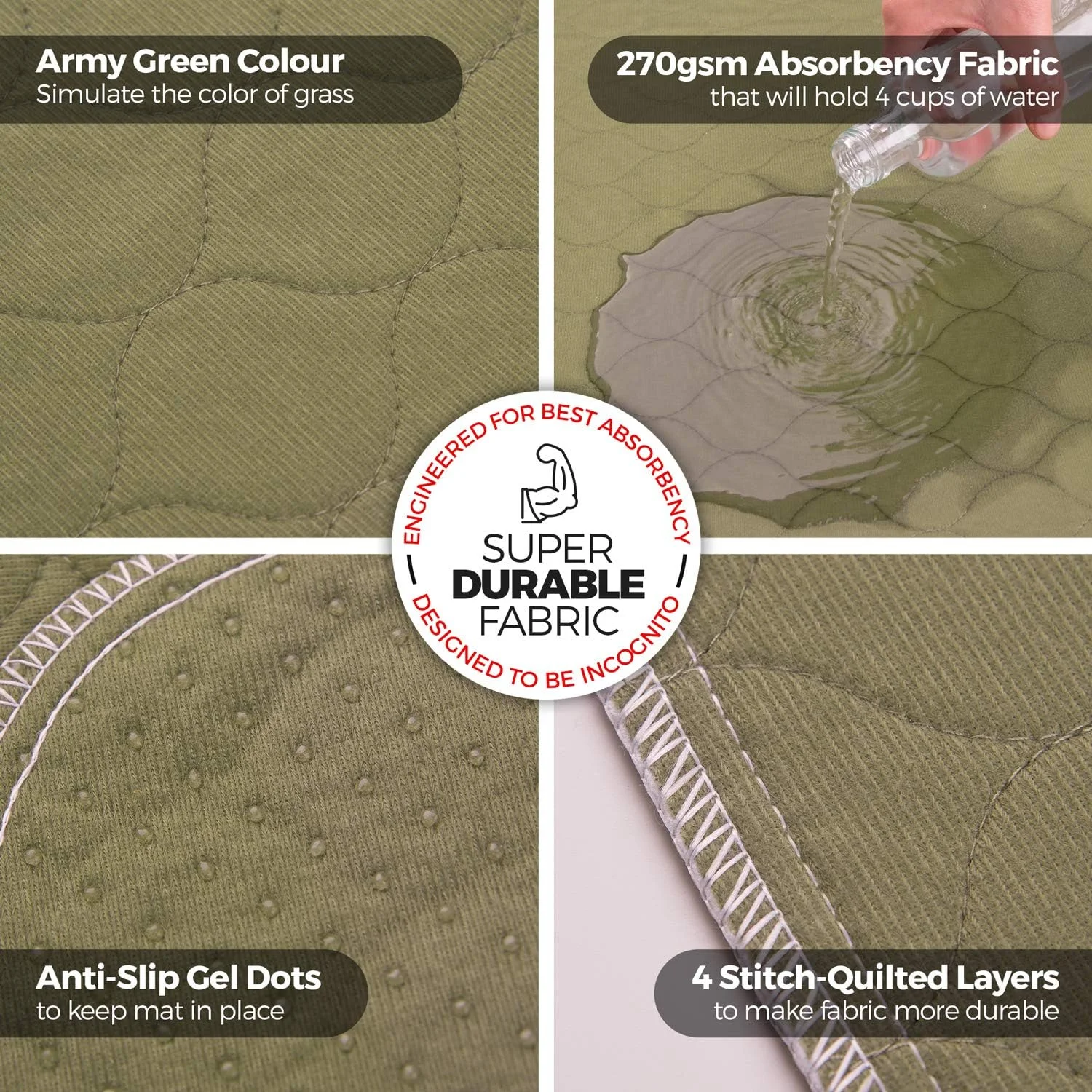 پدهای آموزشی سگ Millie Mats، قابل شستشو و جاذب رطوبت، مناسب برای استفاده در زایمان، باکس، ماشین، فرش، مبلمان. برای حیوانات خانگی مسن یا بیمار با بی اختیاری. 112x160 سانتی متر - بسته تکی XXL سبز