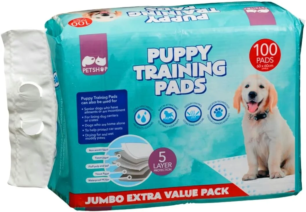 پدهای آموزشی سگ MALLX LONDON، طرح دار، 60x60 سانتی متر، بسته 100 عددی، فوق العاده جاذب، قفل کننده رطوبت، محافظت 5 لایه، سفید