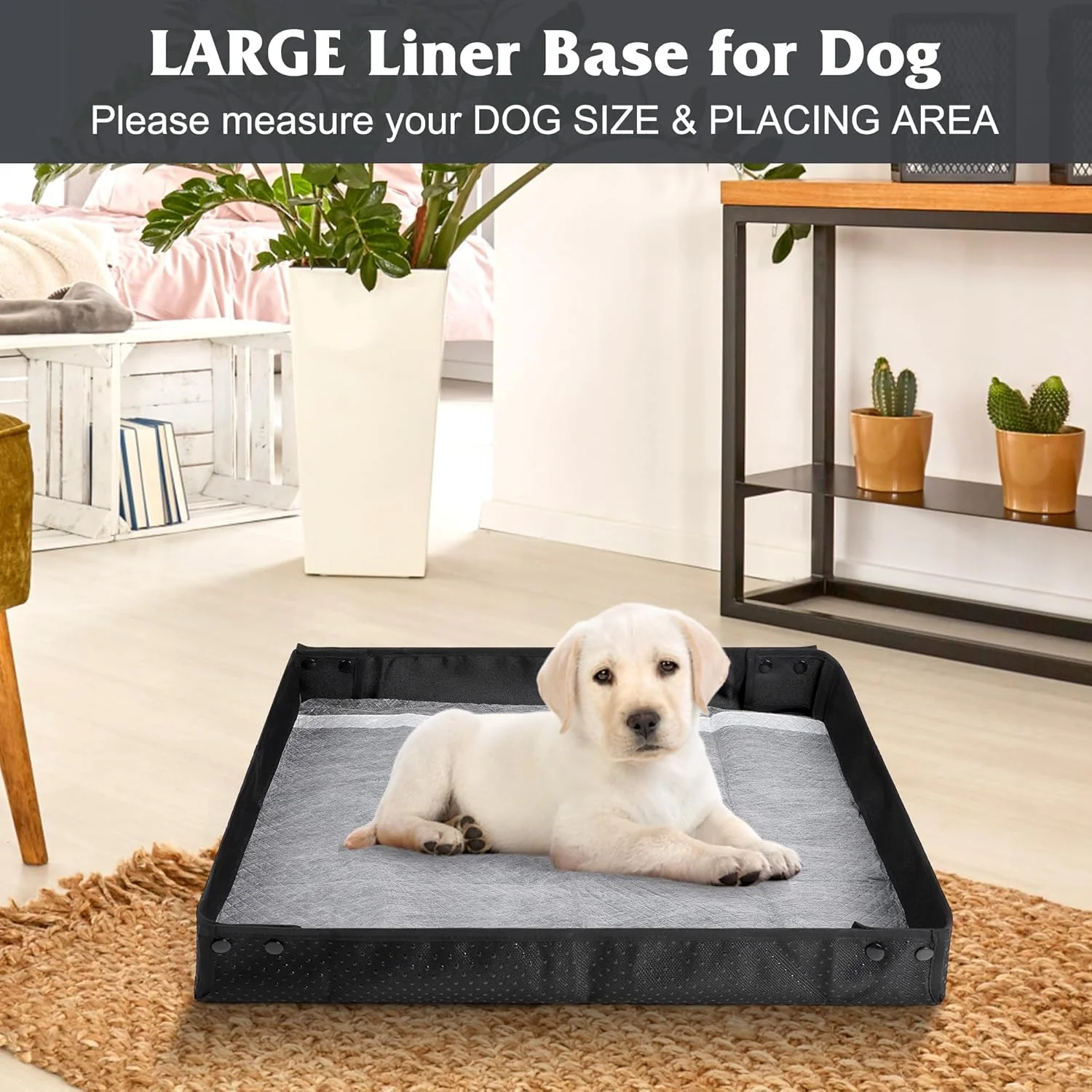 نگهدارنده پد ادرار سگ قابل حمل لیکالوس برای مسافرت، مشکی، پلی یورتان (PU)/50%، پلی وینیل کلراید (PVC)/50%، نگهداری و تمیز کردن آسان، ضد آب، توالت سگ سرپوشیده، تمیز کردن آسان بزرگ (94x79x5 سانتی متر)