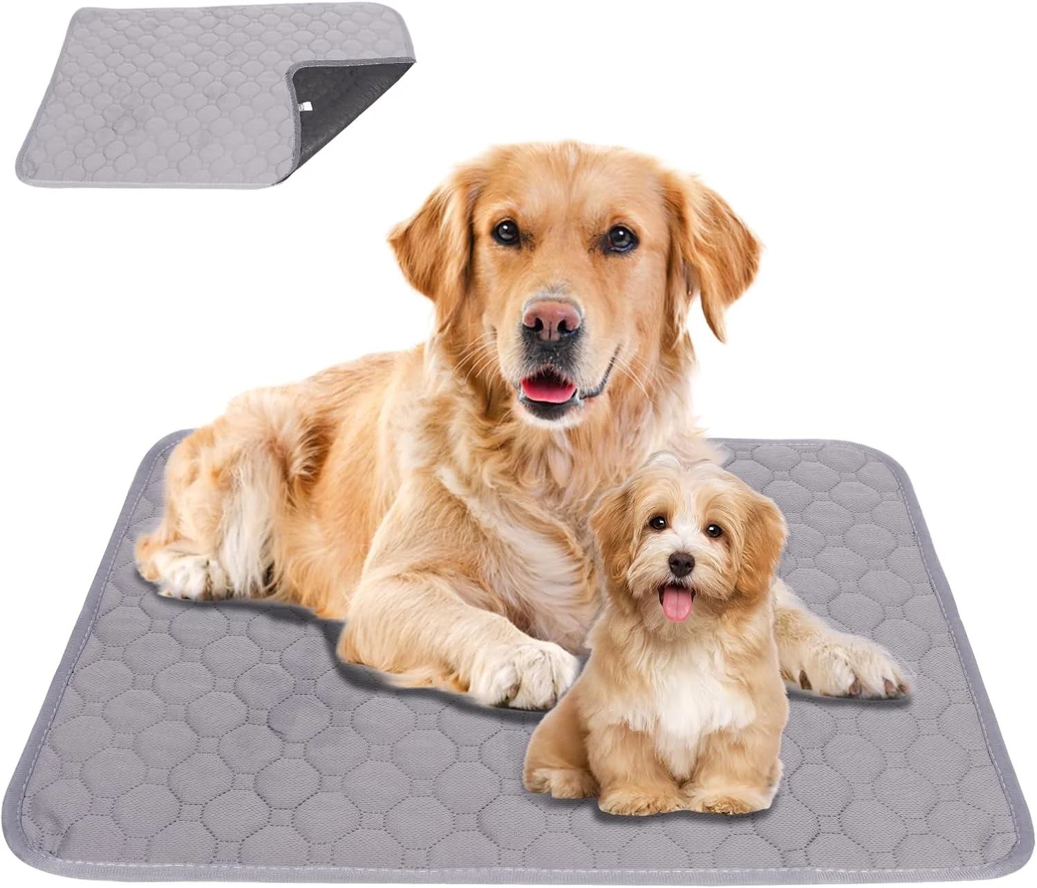 پدهای قابل شستشو برای توله سگ، زیراندازهای قابل استفاده مجدد برای سگ، زیرانداز سگ، محافظت از کف، قابل شستشو، پدهای حیوانات خانگی برای داخل خانه، خارج از خانه، مسافرت (70 x 50 سانتی متر، خاکستری)