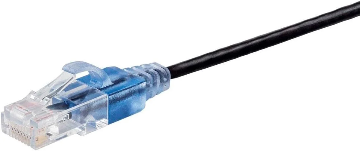 کابل شبکه اترنت Cat6A موناپریس - 9 متر - مشکی (بسته 5 عددی) - RJ45، رشته ای، UTP، سیم مسی خالص، 30AWG - سری SlimRun