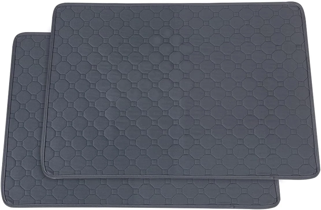 پدهای ادرار سگ قابل شستشو KALINCO، پدهای زایمان قابل استفاده مجدد، زیرانداز ضد آب و ضد لغزش سگ، پد آموزش دستشویی برای سگ و گربه (71cm x 51cm، 2 عدد، خاکستری)