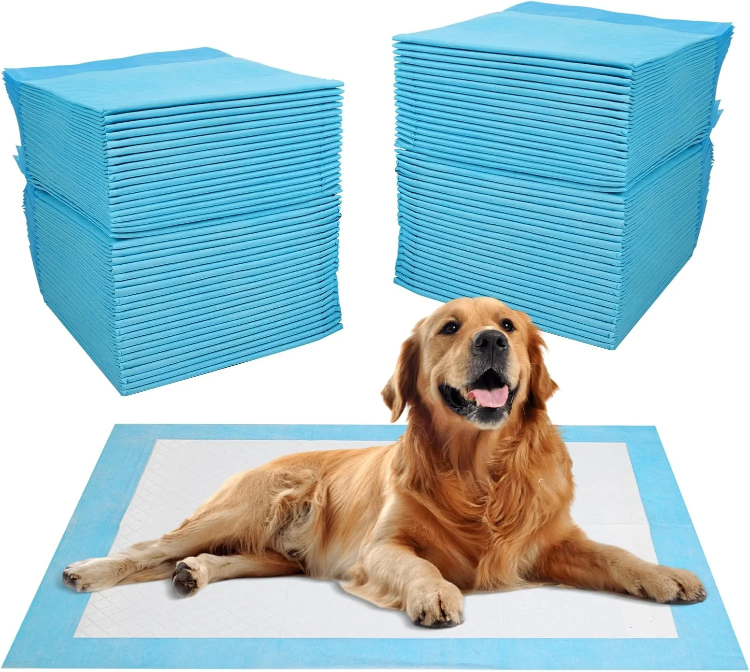 بسته 100 عددی پد سگ 60x60 سانتی متر - پدهای بهداشتی یکبار مصرف برای حیوانات خانگی - سطح خشک شونده سریع، تنفس پذیر