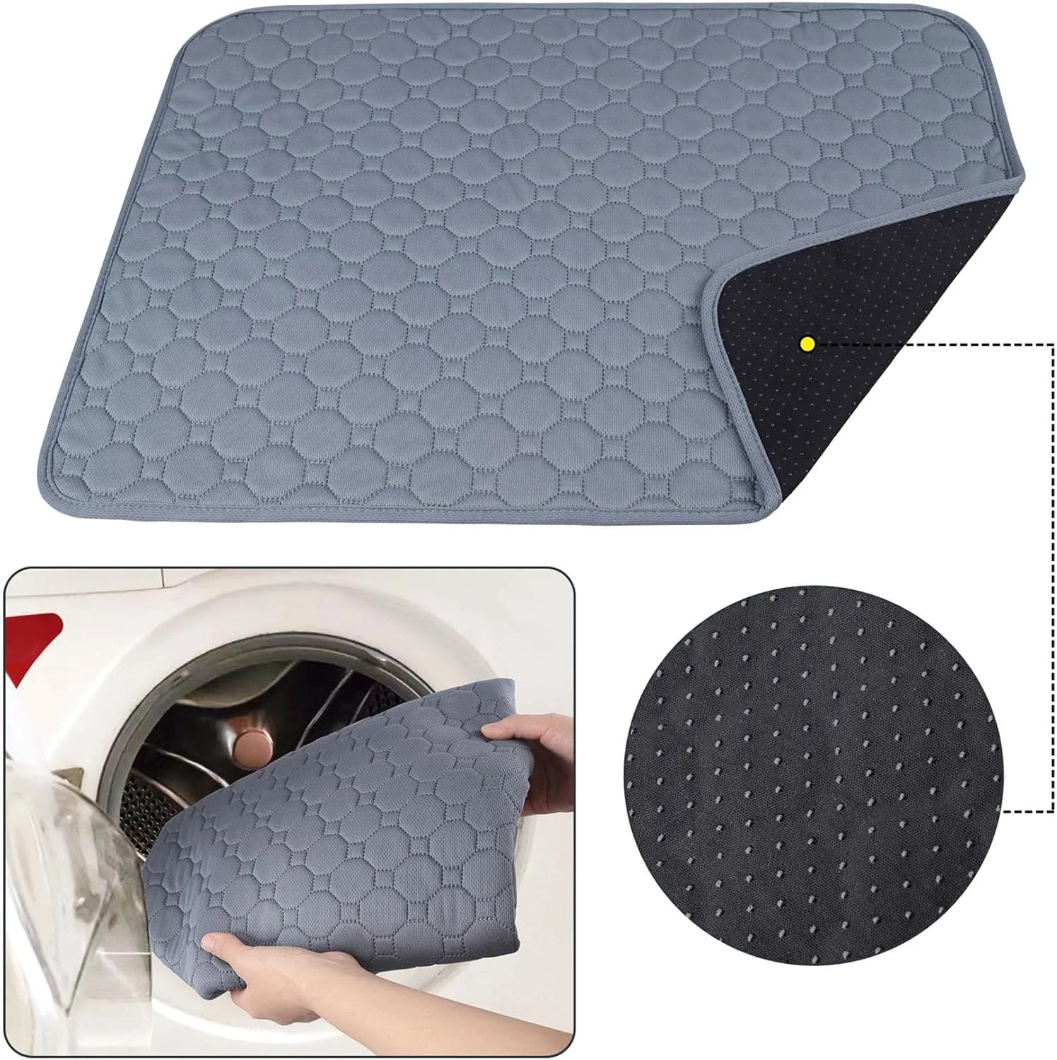 پدهای قابل شستشو و استفاده مجدد سگ آی گجتز هوم U7261، پد آموزش سگ، پد ادرار حیوانات خانگی (بسته 2 عددی) - خاکستری - 60 x 45 سانتی متر پدهای قابل شستشو و استفاده مجدد سگ آی گجتز هوم U7261، پد آموزش سگ، پد ادرار حیوانات خانگی (بسته 2 عددی) - خاکستری - 60 x 45 سانتی متر