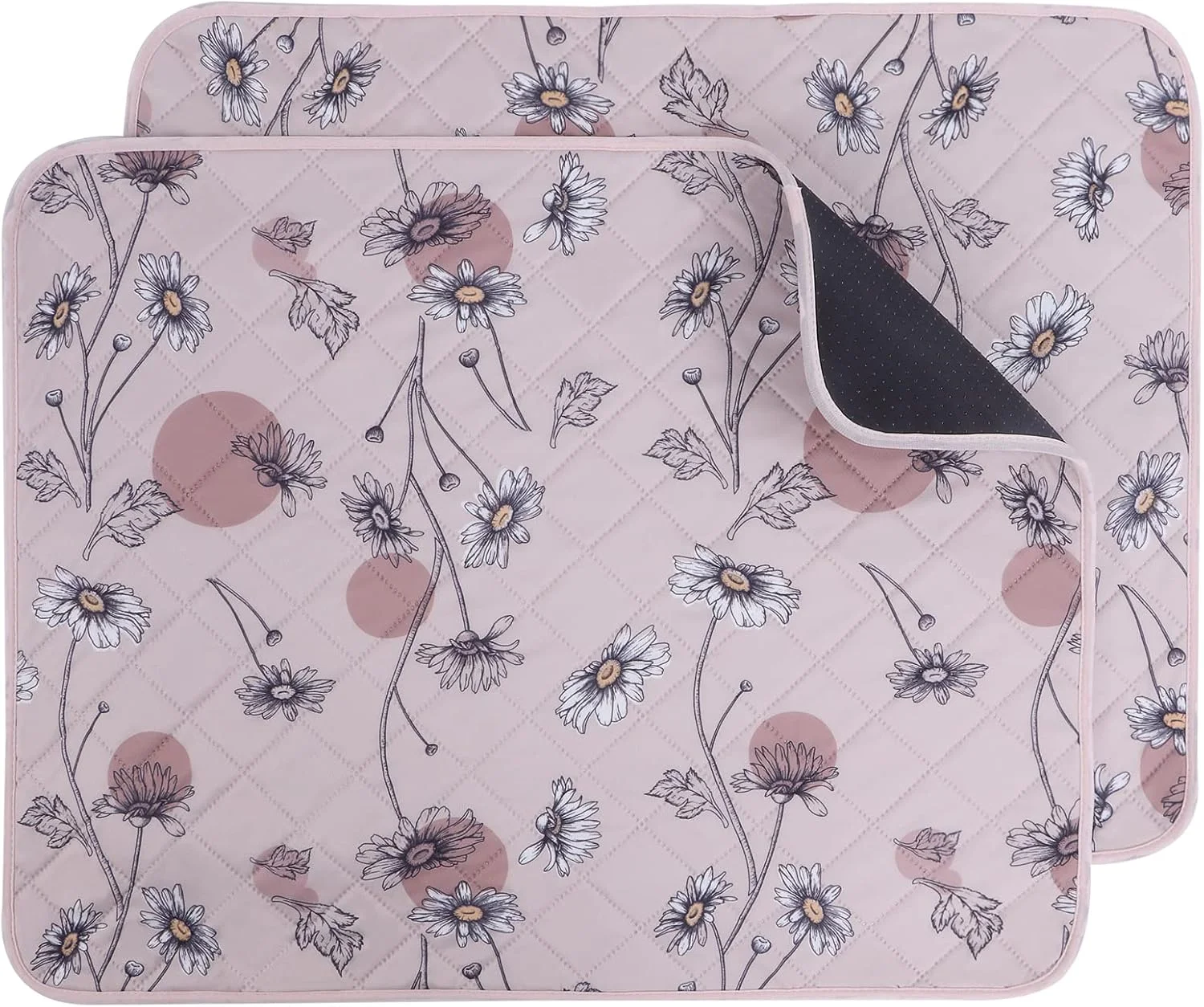 پدهای ادرار سگ قابل شستشو IEUUMLER، بسته 2 عددی ضد لغزش و ضد آب، پد چندبار مصرف آموزش ادرار توله سگ با جذب سریع برای محوطه بازی EU007 (گل آفتابگردان صورتی، 91x104 سانتی متر - 2 عدد)