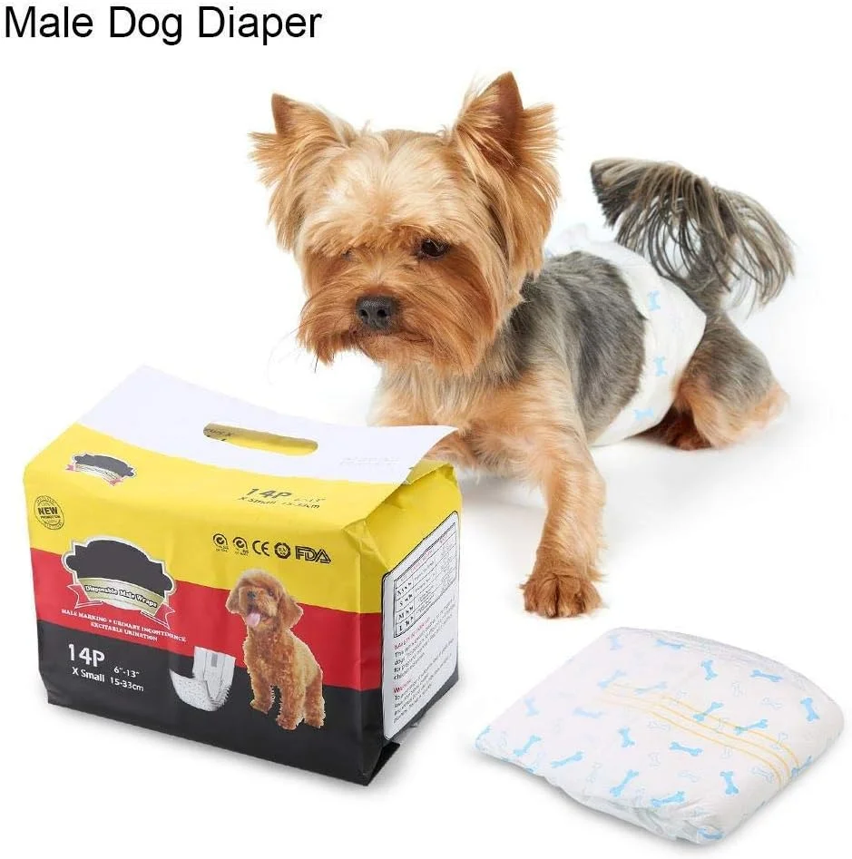 پوشک سگ نر یکبار مصرف، پوشش جاذب و نرم برای سگ نر، شورت بهداشتی برای سگ توله سگ (XS)