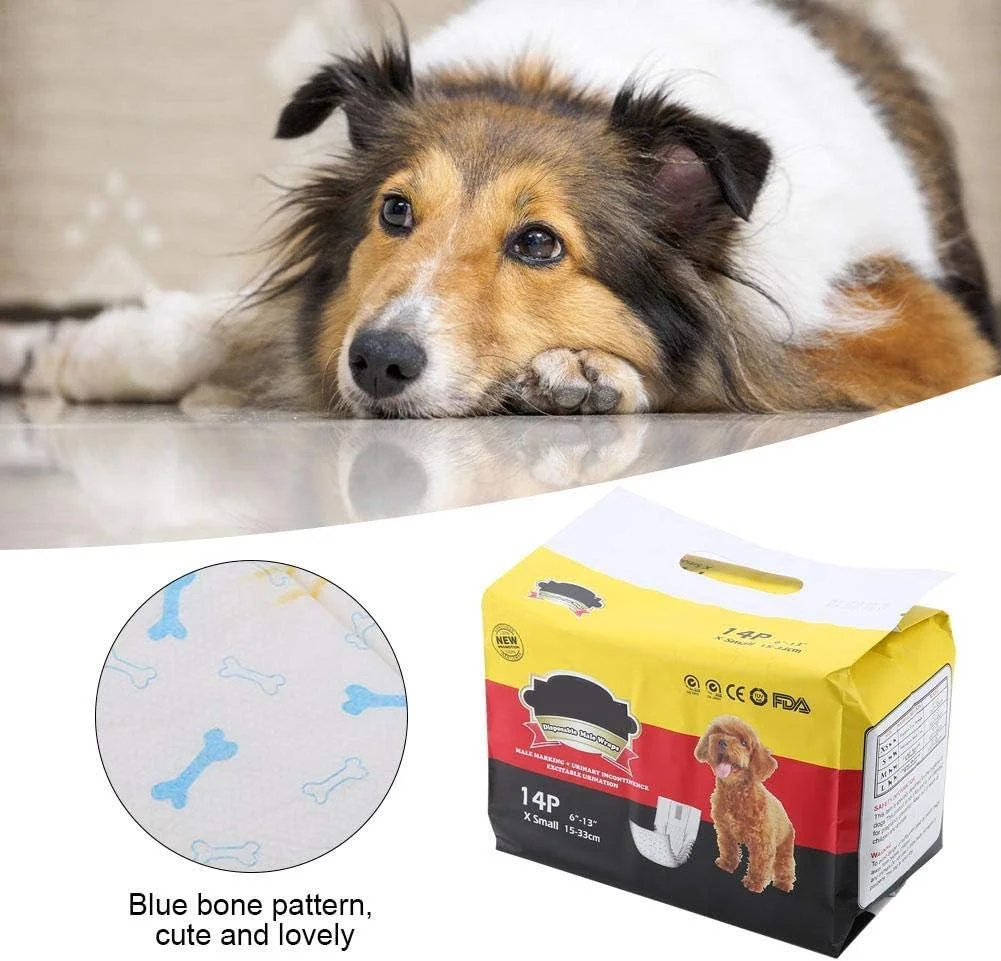 پوشک سگ نر یکبار مصرف، پوشش جاذب و نرم برای سگ نر، شورت بهداشتی برای سگ توله سگ (XS)