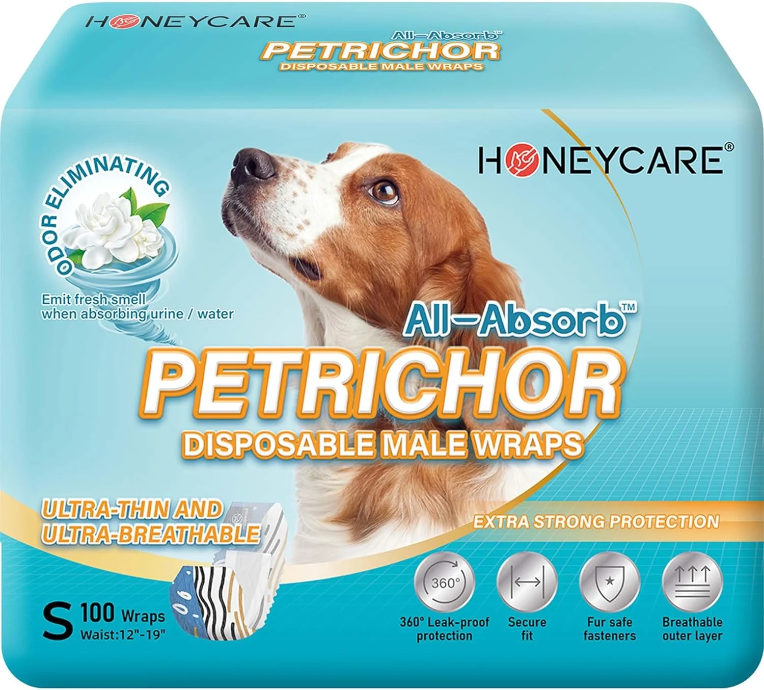 پوشک سگ نر All Absorb با رایحه طراوت، یکبار مصرف، سایز کوچک، سفید، 100 عددی