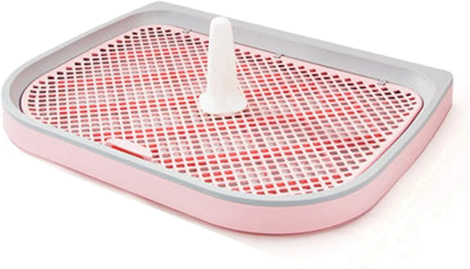 نگهدارنده پد ادرار سگ با توری و میله جداشدنی برای سگ های نر، سینی آموزش توالت سگ در فضای داخلی و خارجی برای سگ ها و گربه های کوچک تا متوسط (رنگ: صورتی، اندازه: 57×45×4.5 سانتی متر)