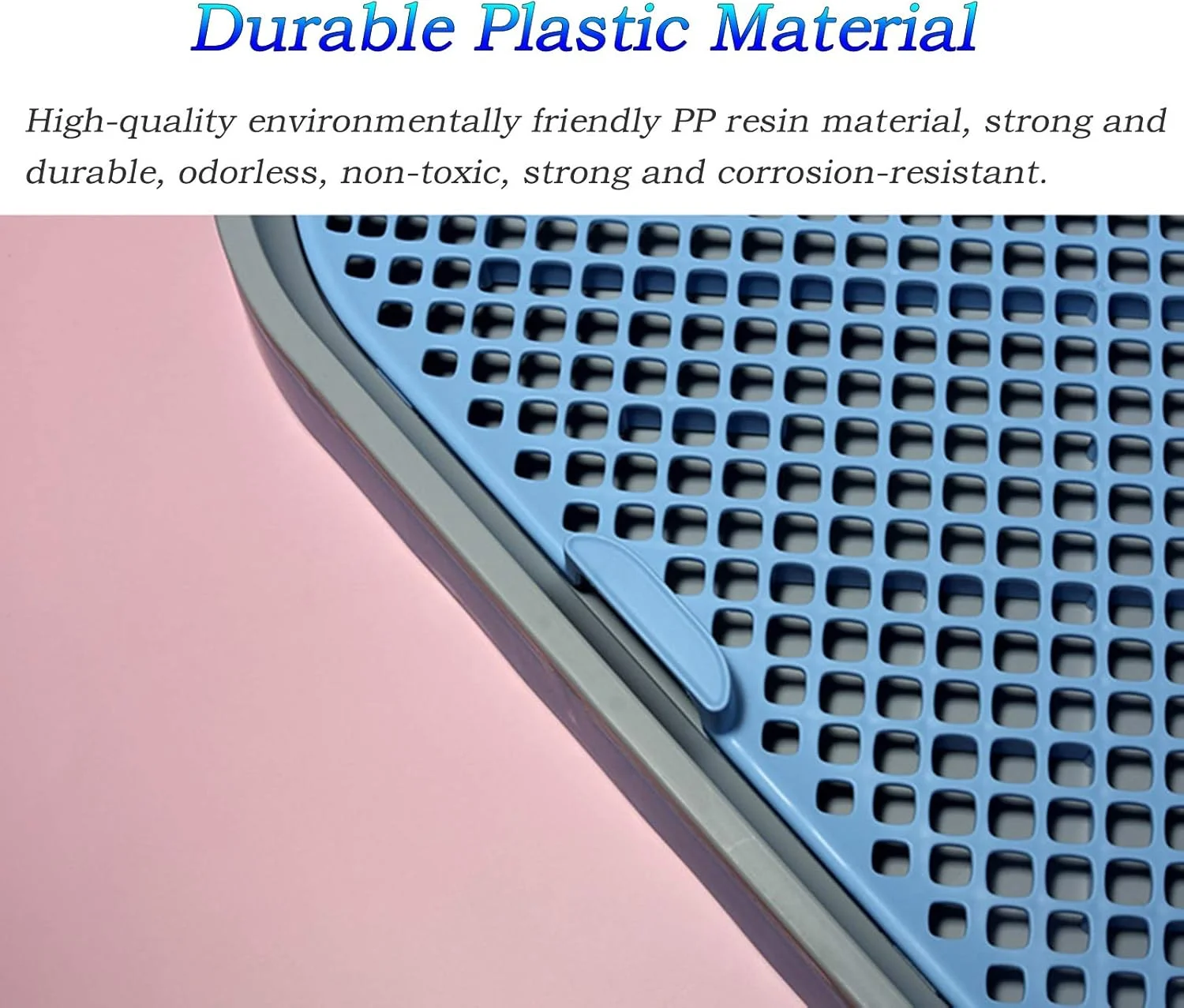 نگهدارنده پد ادرار سگ با توری و میله جداشدنی برای سگ های نر، سینی آموزش توالت سگ در فضای داخلی و خارجی برای سگ ها و گربه های کوچک تا متوسط (رنگ: صورتی، اندازه: 57×45×4.5 سانتی متر)