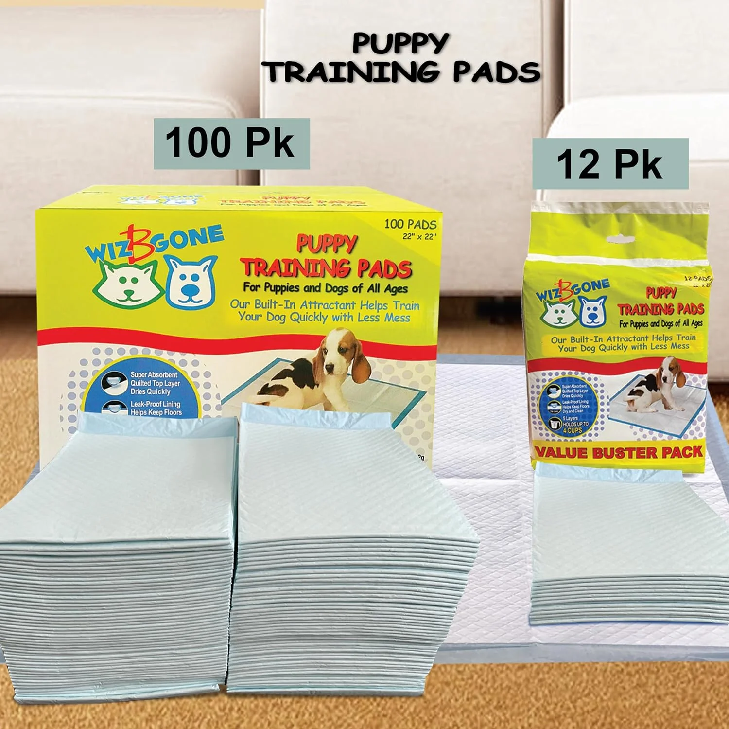 پد آموزشی سگ و توله سگ Wiz B Gone، بسته 100 عددی، 55 در 55 سانتی متر