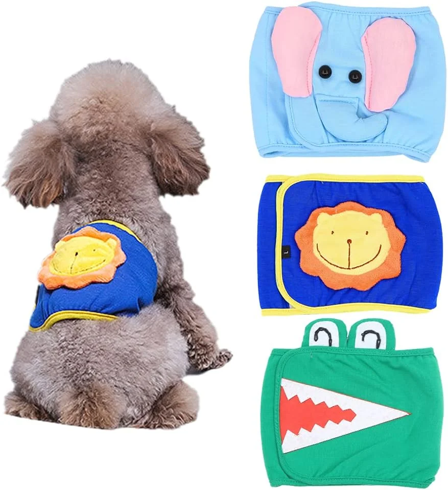 بسته 3 عددی پوشک سگ نر Geluode، قابل استفاده مجدد و شستشو، طرح زیبا، نوارهای نرم دور شکم سگ برای سگ های کوچک و متوسط بسته 3 عددی پوشک سگ نر Geluode، قابل استفاده مجدد و شستشو، طرح زیبا، نوارهای نرم دور شکم سگ برای سگ های کوچک و متوسط