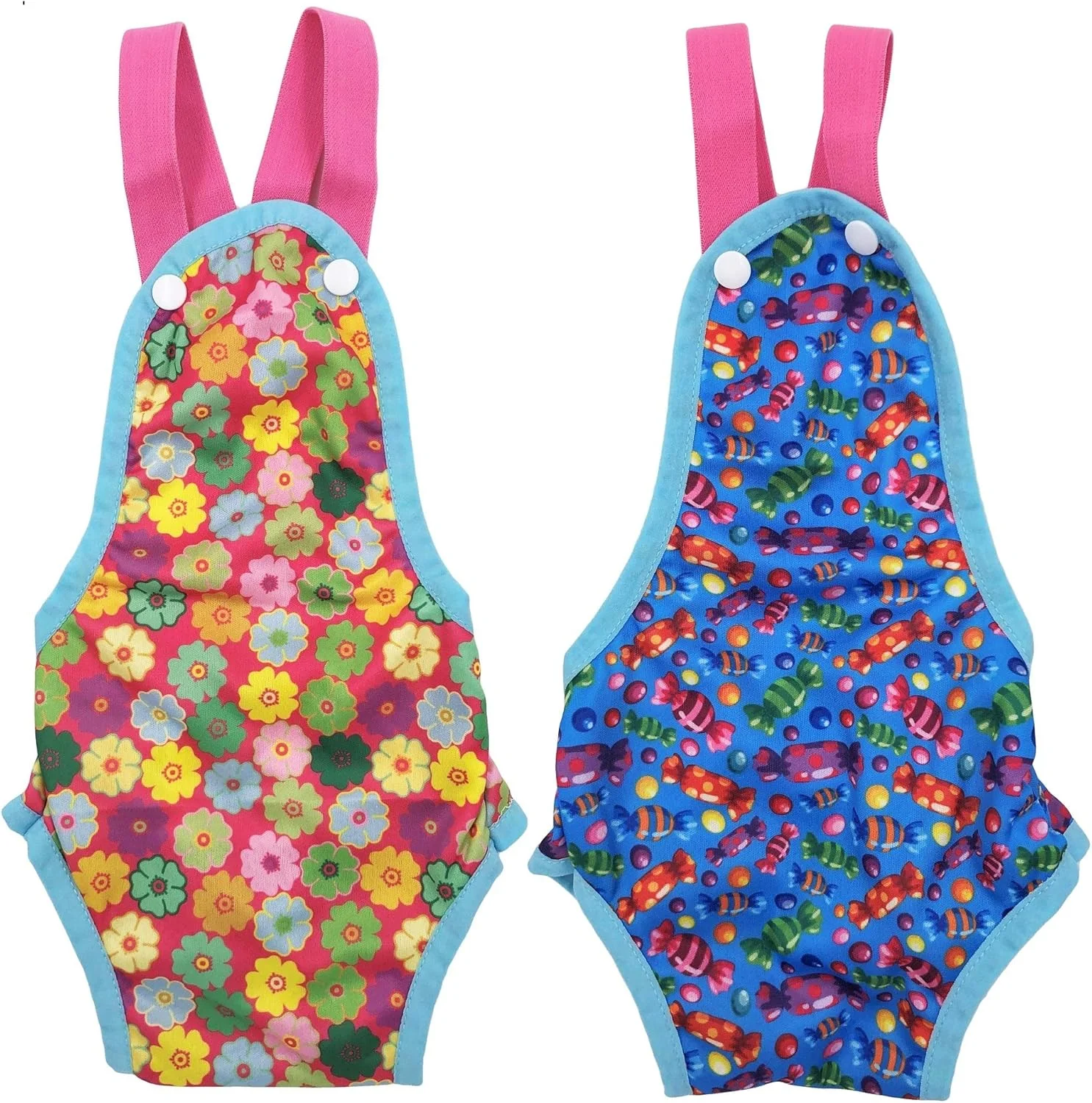 لباس سگ بامزه شورت بهداشتی سگ ماده قابل شستشو و استفاده مجدد با بند شانه ای، مناسب برای حیوانات خانگی کوچک سایز XS: دور کمر 30 تا 35 سانتی متر، چند رنگ