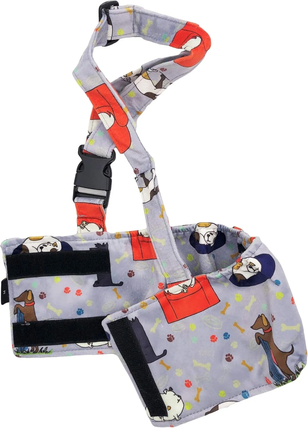 پوشک سگ نر، کمربند شکمی پسرانه، قابل شستشو و استفاده مجدد با بند شانه ای، پشم نرم (S: دور کمر 25 تا 33 سانتی متر، سگ خاکستری)
