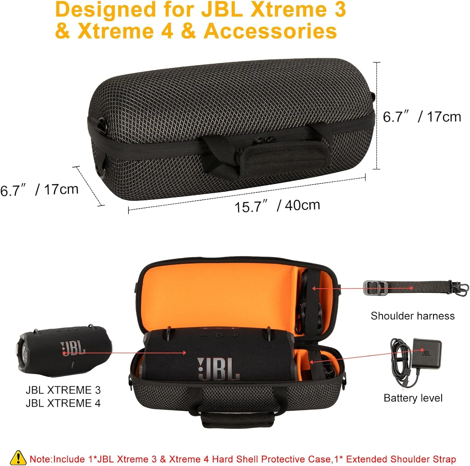 کیف سخت XINGFUDAO برای اسپیکر بلوتوث قابل حمل JBL Extreme 4، کیف محافظ مسافرتی با بند شانه ای جایگزین مناسب برای آداپتور شارژر و لوازم جانبی کیف سخت XINGFUDAO برای اسپیکر بلوتوث قابل حمل JBL Extreme 4، کیف محافظ مسافرتی با بند شانه ای جایگزین مناسب برای آداپتور شارژر و لوازم جانبی