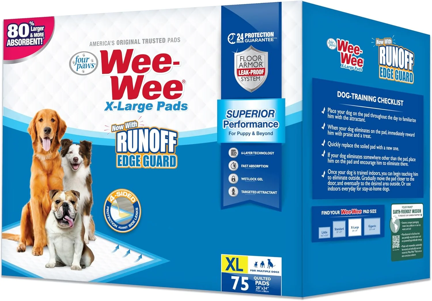 پدهای آموزشی سگ Four Paws Wee-Wee سایز خیلی بزرگ، 75 عددی