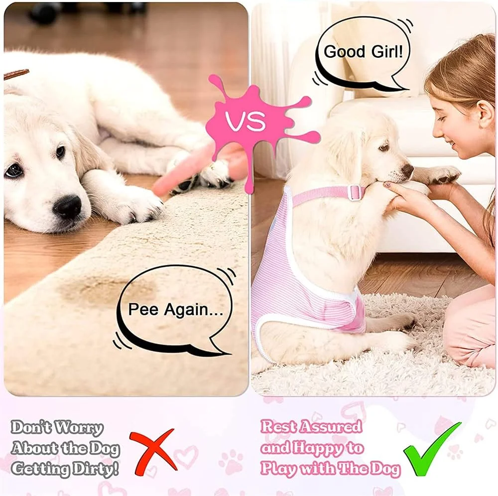 شورت بهداشتی سگ ELECDON، 3 عدد شورت بهداشتی راه راه با بند شانه ای قابل تنظیم، شورت بهداشتی توله سگ قابل شستشو و استفاده مجدد، لباس زیر حیوانات خانگی زیبا برای سگ های ماده (صورتی، زرد، بنفش)