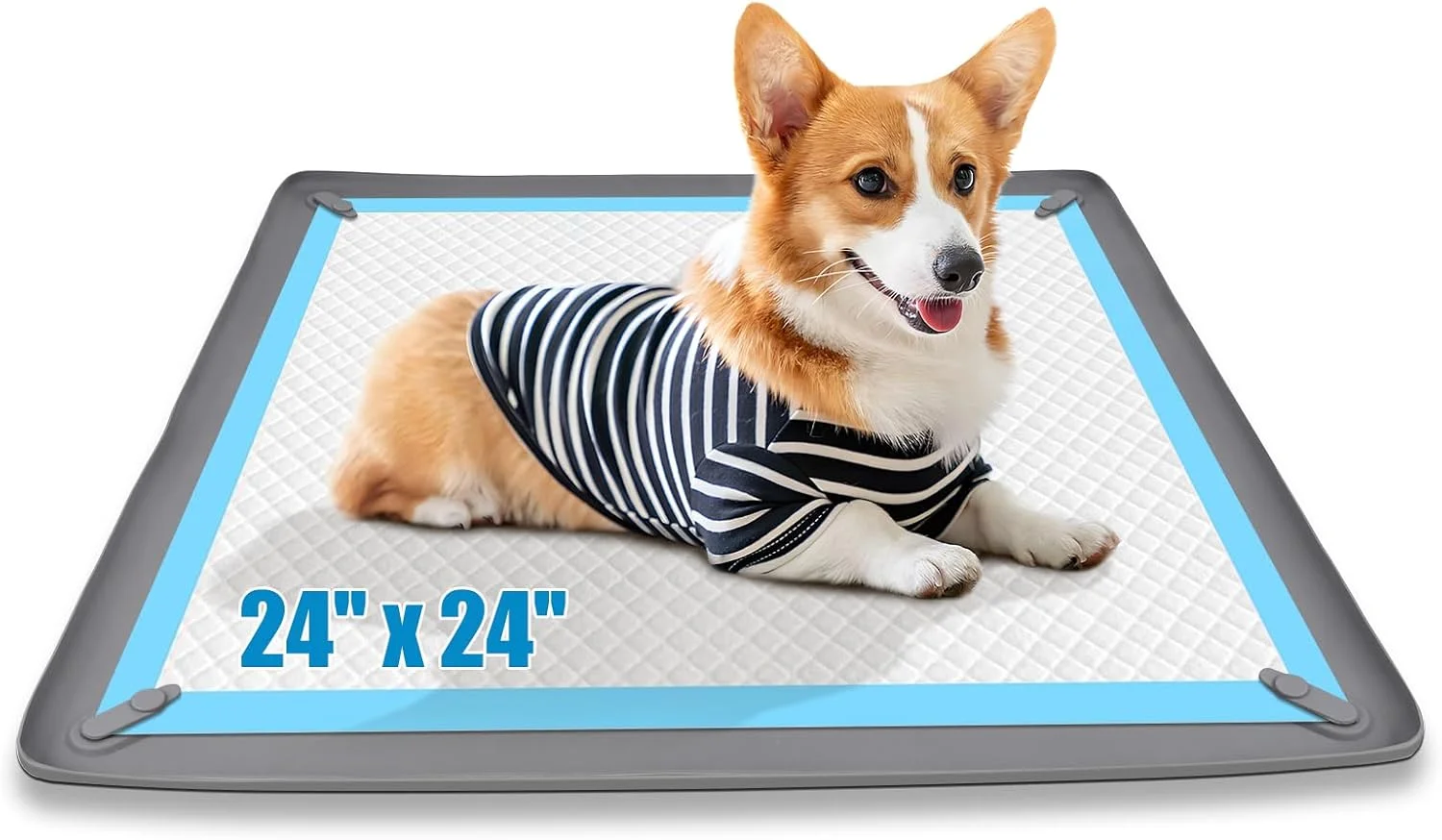 نگهدارنده پد ادرار سگ SSAWcasa، 24 در 24 سیلیکونی، بدون نشتی با لبه های بلند، قابل حمل، مناسب برای پدهای آموزشی، سینی مربع شکل برای محافظت از کف خانه