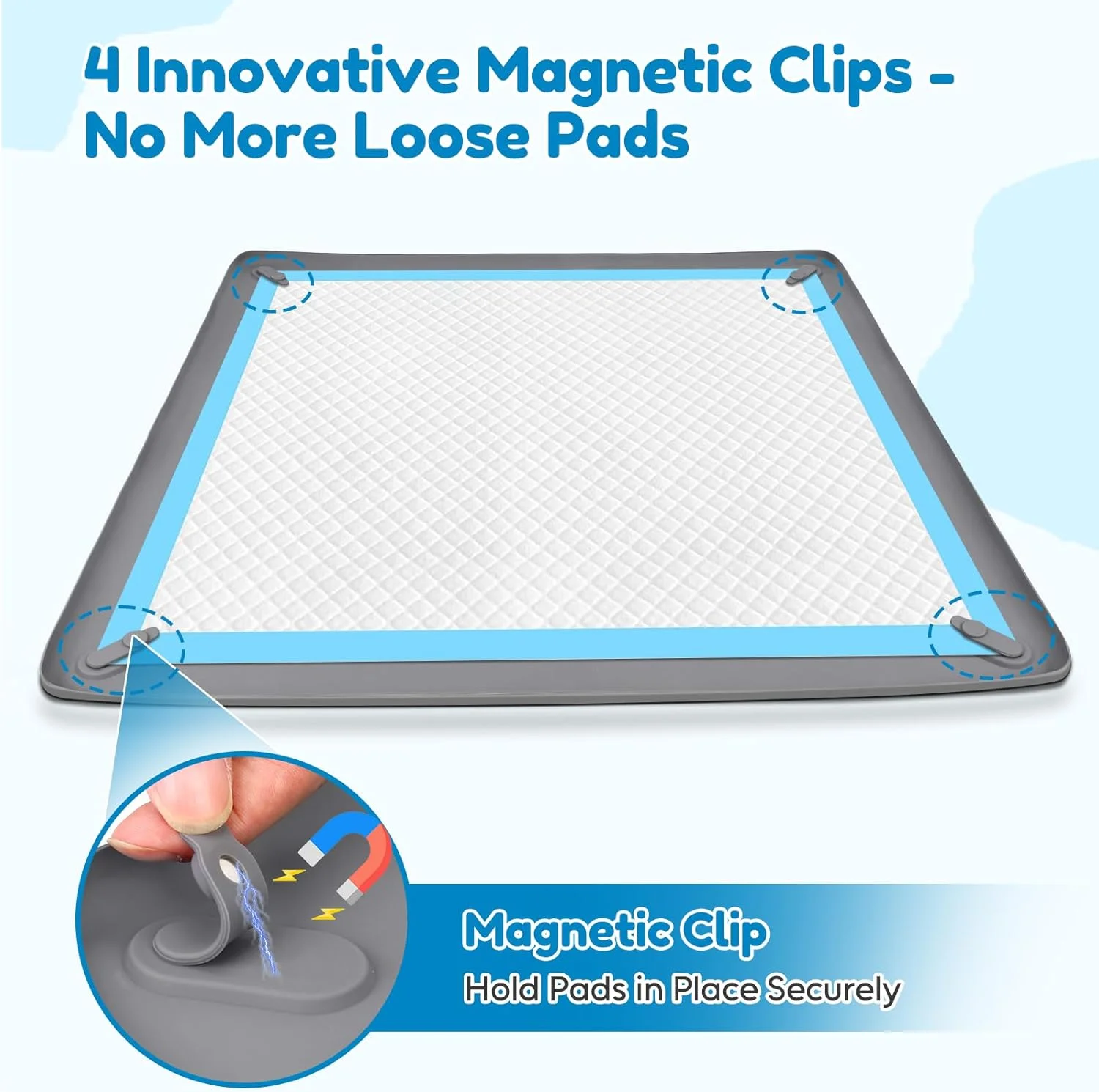 نگهدارنده پد ادرار سگ SSAWcasa، 24 در 24 سیلیکونی، بدون نشتی با لبه های بلند، قابل حمل، مناسب برای پدهای آموزشی، سینی مربع شکل برای محافظت از کف خانه