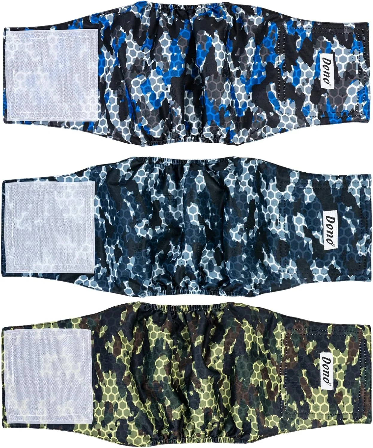 شورت بهداشتی سگ نر قابل شستشو Dono، بسیار جاذب، بسته 3 عددی (استتار، XXL)